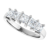 14K Gold Square Natural Diamond Five-Stone Anniversary Band – 1/3–1 1/4 CTW - White Gold - view 5