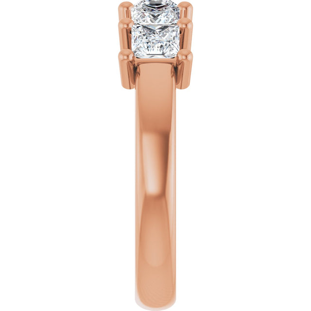 10K Gold Square Lab-Grown Diamond Five-Stone Anniversary Band – 3/8–1 1/2 CTW - Rose Gold - view 4