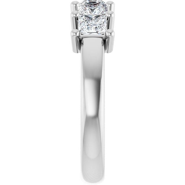 14K Gold Square Lab-Grown Diamond Five-Stone Anniversary Band – 1/3–1 1/4 CTW - White Gold - view 4