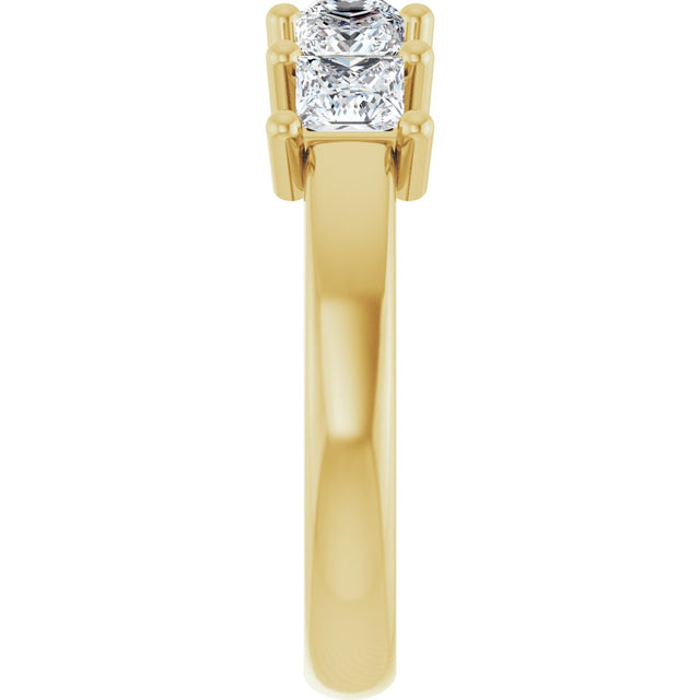 14K Gold Square Lab-Grown Diamond Five-Stone Anniversary Band – 1/3–1 1/4 CTW - Yellow Gold - view 4
