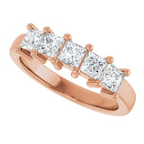 10K Gold Square Lab-Grown Diamond Five-Stone Anniversary Band – 3/8–1 1/2 CTW - Rose Gold - view 5