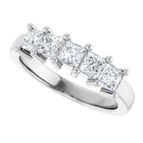 10K Gold Square Lab-Grown Diamond Five-Stone Anniversary Band – 3/8–1 1/2 CTW - White Gold - view 5