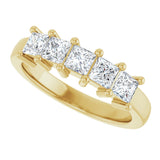 14K Gold Square Natural Diamond Five-Stone Anniversary Band – 1/3–1 1/4 CTW - Yellow Gold - view 5