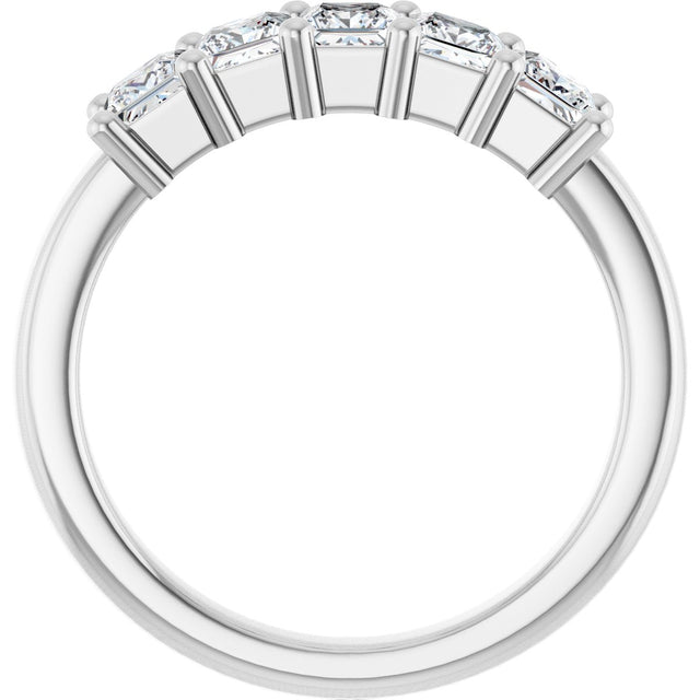 10K Gold Square Natural Diamond Five-Stone Anniversary Band – 1/3–1 1/4 CTW - White Gold - view 2
