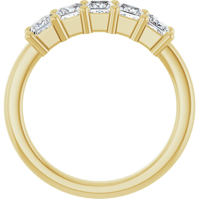 14K Gold Square Lab-Grown Diamond Five-Stone Anniversary Band – 1/3–1 1/4 CTW - Yellow Gold - view 2