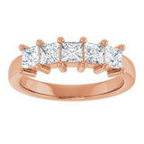 10K Gold Square Natural Diamond Five-Stone Anniversary Band – 1/3–1 1/4 CTW - Rose Gold - view 3