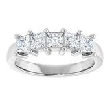 10K Gold Square Lab-Grown Diamond Five-Stone Anniversary Band – 3/8–1 1/2 CTW - White Gold - view 3