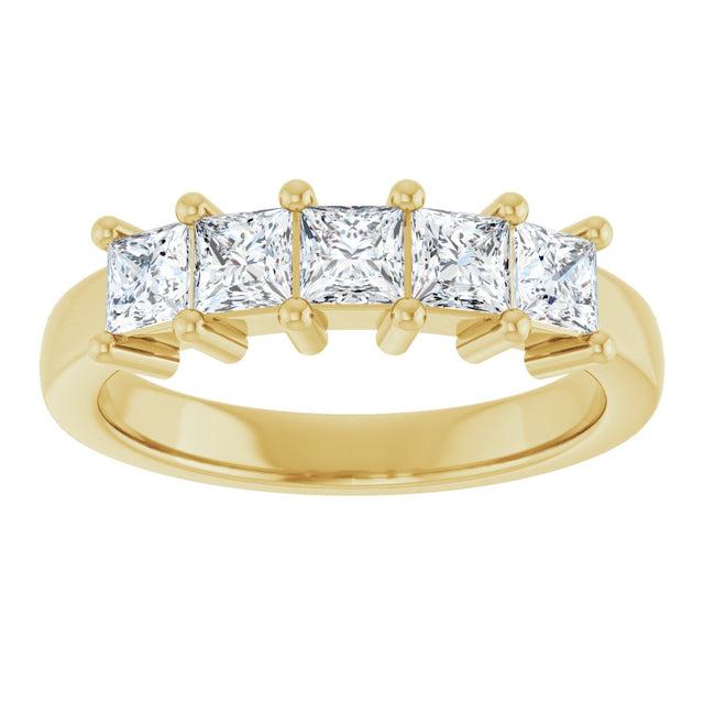 10K Gold Square Natural Diamond Five-Stone Anniversary Band – 1/3–1 1/4 CTW - Yellow Gold - view 3