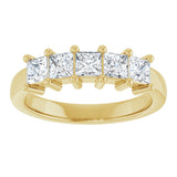 14K Gold Square Natural Diamond Five-Stone Anniversary Band – 1/3–1 1/4 CTW - Yellow Gold - view 3