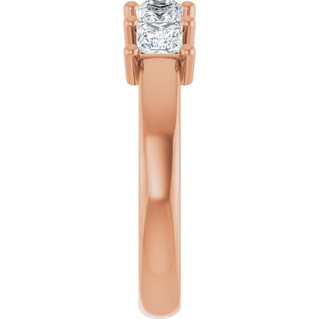 10K Gold Square Lab-Grown Diamond Five-Stone Anniversary Band – 3/8–1 1/2 CTW - Rose Gold - view 4