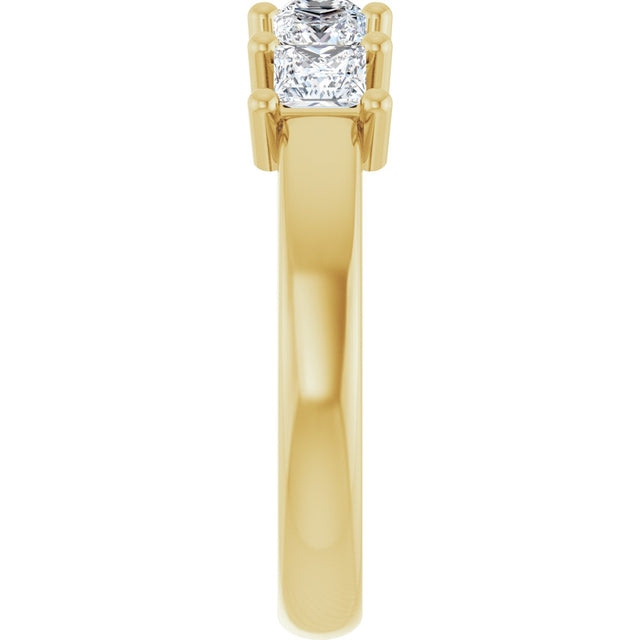 10K Gold Square Natural Diamond Five-Stone Anniversary Band – 1/3–1 1/4 CTW - Yellow Gold - view 4