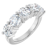 10K Gold Round Natural Diamond Five-Stone Anniversary Band – 2 1/3–4 1/4 CTW - White Gold