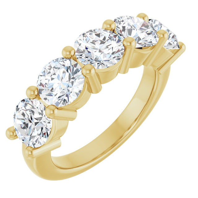 10K Gold Round Natural Diamond Five-Stone Anniversary Band – 2 1/3–4 1/4 CTW - Yellow Gold