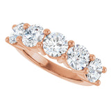 10K Gold Round Lab-Grown Diamond Five-Stone Anniversary Band – 2 1/2–4 CTW - Rose Gold - view 5