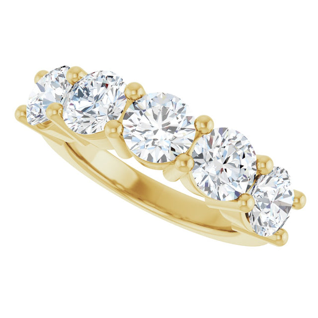 10K Gold Round Lab-Grown Diamond Five-Stone Anniversary Band – 2 1/2–4 CTW - Yellow Gold - view 5