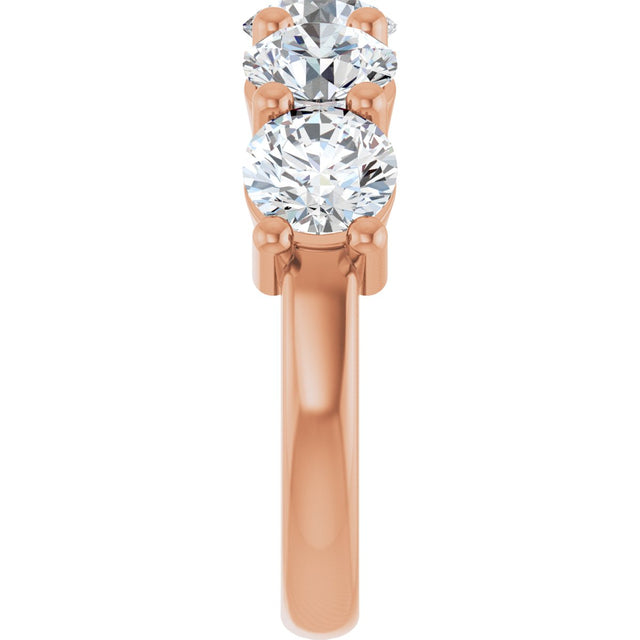 10K Gold Round Lab-Grown Diamond Five-Stone Anniversary Band – 2 1/2–4 CTW - Rose Gold - view 4