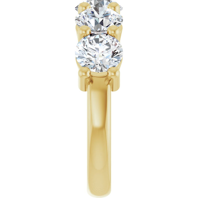 10K Gold Round Natural Diamond Five-Stone Anniversary Band – 2 1/3–4 1/4 CTW - Yellow Gold - view 4