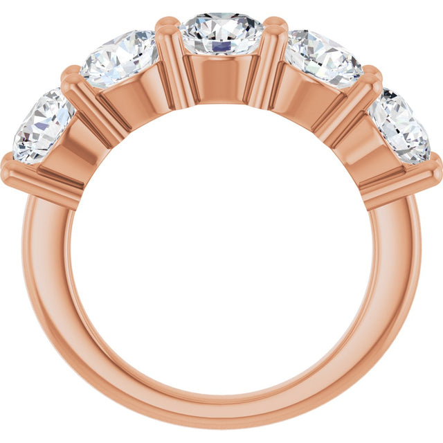 10K Gold Round Lab-Grown Diamond Five-Stone Anniversary Band – 2 1/2–4 CTW - Rose Gold - view 2