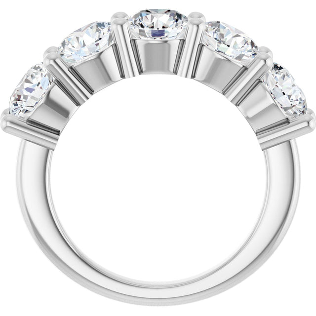 10K Gold Round Lab-Grown Diamond Five-Stone Anniversary Band – 2 1/2–4 CTW - White Gold - view 2