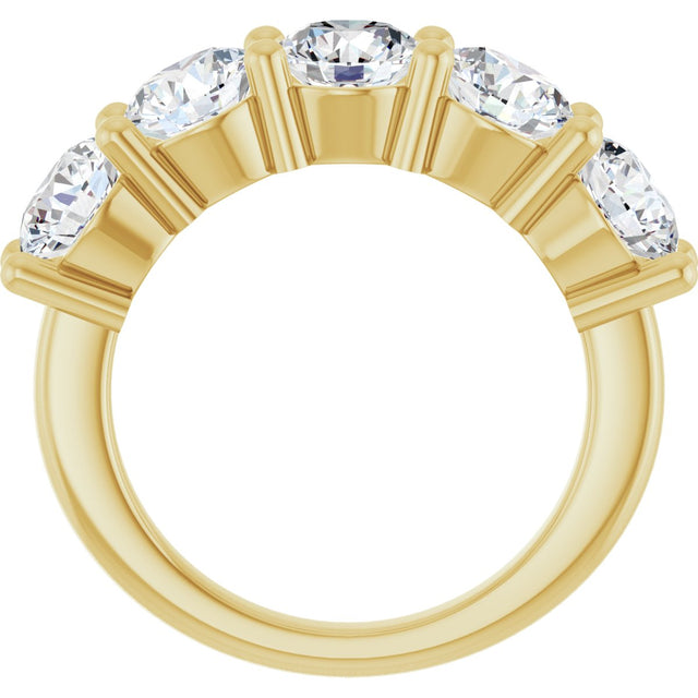 10K Gold Round Natural Diamond Five-Stone Anniversary Band – 2 1/3–4 1/4 CTW - Yellow Gold - view 2