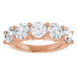 10K Gold Round Natural Diamond Five-Stone Anniversary Band – 2 1/3–4 1/4 CTW - Rose Gold - view 3