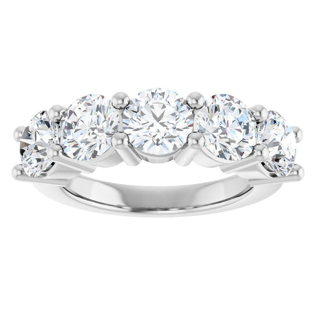 10K Gold Round Lab-Grown Diamond Five-Stone Anniversary Band – 2 1/2–4 CTW - White Gold - view 3