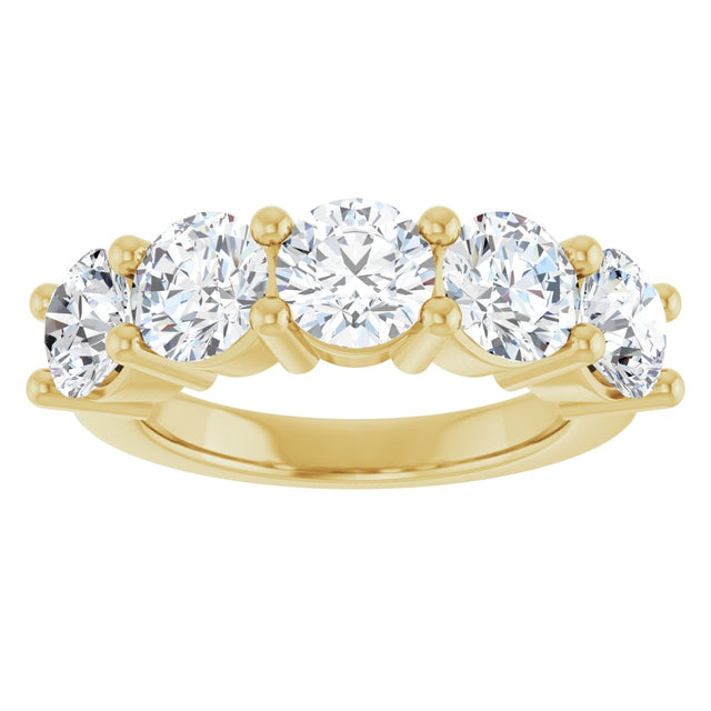 14K Gold Round Natural Diamond Five-Stone Anniversary Band – 2 1/3–4 CTW - Yellow Gold - view 3