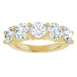 10K Gold Round Lab-Grown Diamond Five-Stone Anniversary Band – 2 1/2–4 CTW - Yellow Gold - view 3