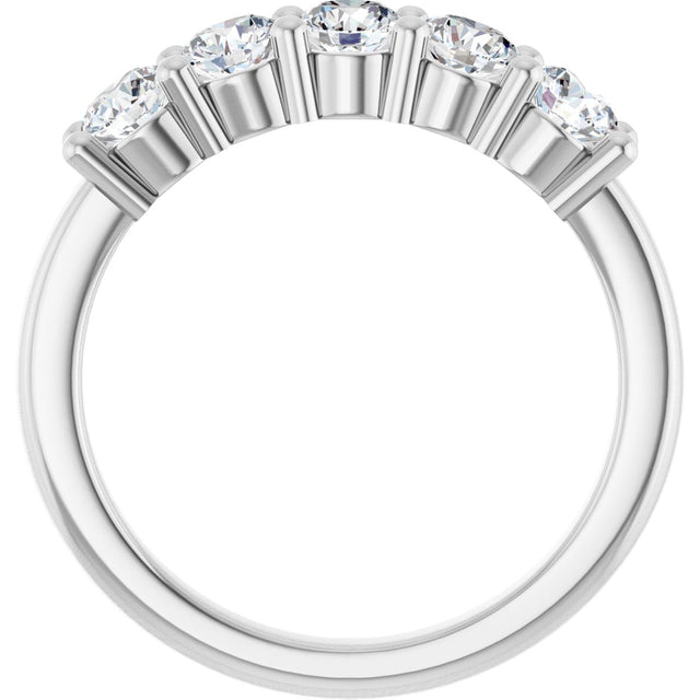10K Gold Round Lab-Grown Diamond Five-Stone Anniversary Band – 3/4–1 5/8 CTW - White Gold - view 2