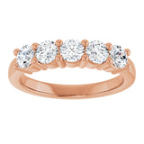10K Gold Round Lab-Grown Diamond Five-Stone Anniversary Band – 3/4–1 5/8 CTW - Rose Gold - view 3
