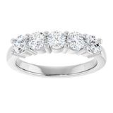 14K Gold Round Natural Diamond Five-Stone Anniversary Band – 3/4–1 5/8 CTW - White Gold - view 3