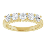 10K Gold Round Lab-Grown Diamond Five-Stone Anniversary Band – 3/4–1 5/8 CTW - Yellow Gold - view 3