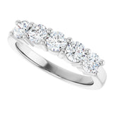 14K Gold Round Natural Diamond Five-Stone Anniversary Band – 3/4–1 5/8 CTW - White Gold - view 5