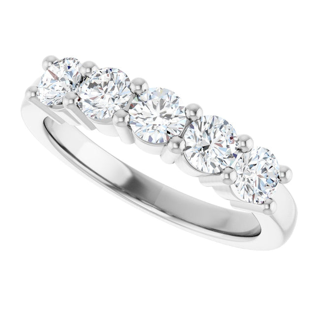 10K Gold Round Lab-Grown Diamond Five-Stone Anniversary Band – 3/4–1 5/8 CTW - White Gold - view 5