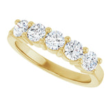 10K Gold Round Lab-Grown Diamond Five-Stone Anniversary Band – 3/4–1 5/8 CTW - Yellow Gold - view 5