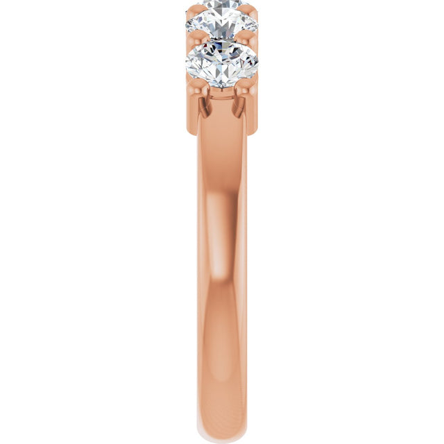 14K Gold Round Natural Diamond Five-Stone Anniversary Band – 3/4–1 5/8 CTW - Rose Gold - view 4