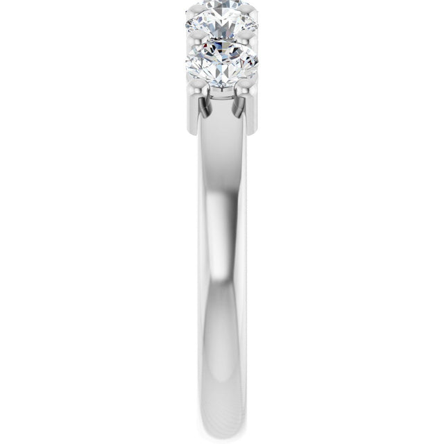 10K Gold Round Natural Diamond Five-Stone Anniversary Band – 3/4–1 1/2 CTW - White Gold - view 4