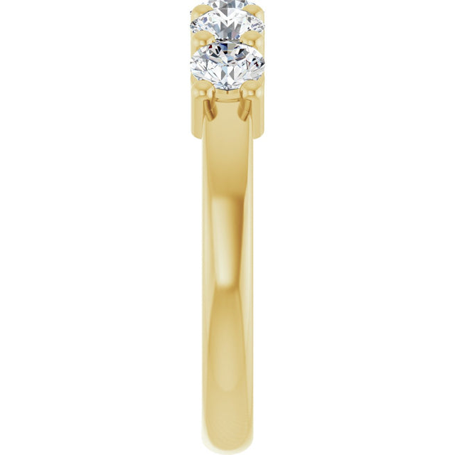 10K Gold Round Natural Diamond Five-Stone Anniversary Band – 3/4–1 1/2 CTW - Yellow Gold - view 4