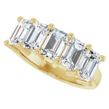 10K Gold Emerald Lab-Grown Diamond Five-Stone Anniversary Band – 1 1/2–5 CTW - Yellow Gold - view 5