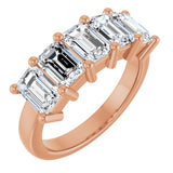 14K Gold Emerald Natural Diamond Five-Stone Anniversary Band – 1 1/2–5 CTW - Rose Gold