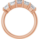 10K Gold Emerald Lab-Grown Diamond Five-Stone Anniversary Band – 1 1/2–5 CTW - Rose Gold - view 2