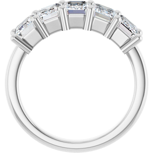 10K Gold Emerald Lab-Grown Diamond Five-Stone Anniversary Band – 1 1/2–5 CTW - White Gold - view 2