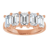 10K Gold Emerald Lab-Grown Diamond Five-Stone Anniversary Band – 1 1/2–5 CTW - Rose Gold - view 3