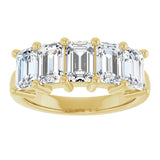 10K Gold Emerald Lab-Grown Diamond Five-Stone Anniversary Band – 1 1/2–5 CTW - Yellow Gold - view 3
