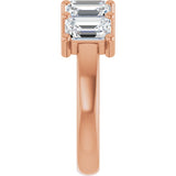 10K Gold Emerald Lab-Grown Diamond Five-Stone Anniversary Band – 1 1/2–5 CTW - Rose Gold - view 4