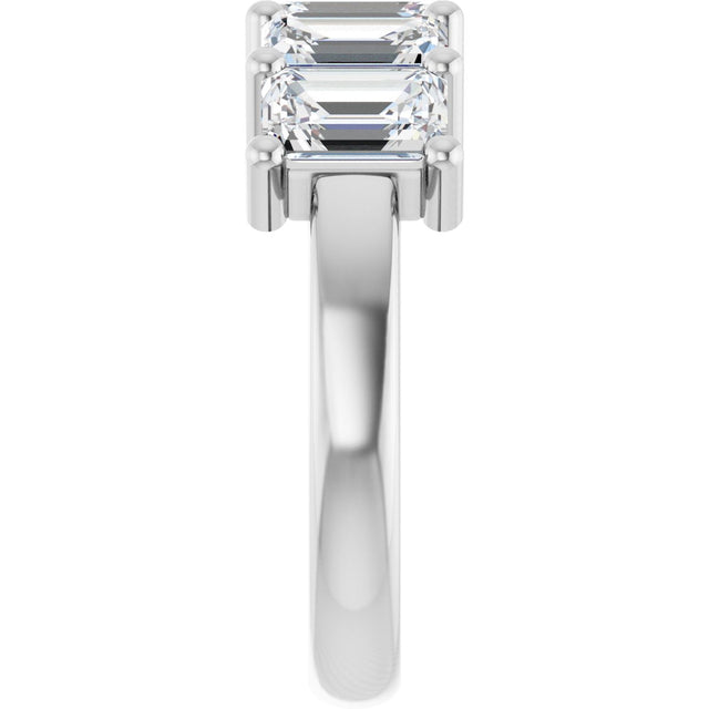 10K Gold Emerald Lab-Grown Diamond Five-Stone Anniversary Band – 1 1/2–5 CTW - White Gold - view 4
