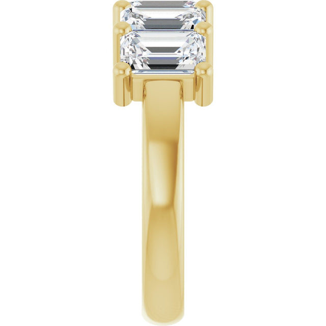 14K Gold Emerald Natural Diamond Five-Stone Anniversary Band – 1 1/2–5 CTW - Yellow Gold - view 4