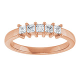 10K Gold Square Lab-Grown Diamond Five-Stone Anniversary Band – 3/8–1 1/2 CTW - Rose Gold - view 3