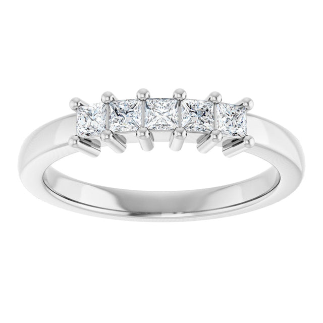 10K Gold Square Natural Diamond Five-Stone Anniversary Band – 1/3–1 1/4 CTW - White Gold - view 3