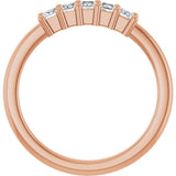 10K Gold Square Lab-Grown Diamond Five-Stone Anniversary Band – 3/8–1 1/2 CTW - Rose Gold - view 2